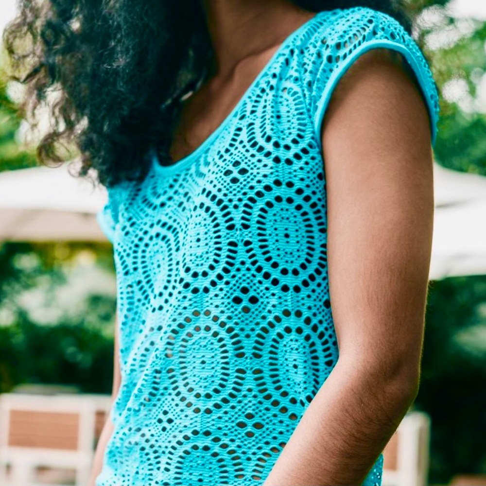 Blue Geo Print Ruched Coverup - Picture 3 of 3